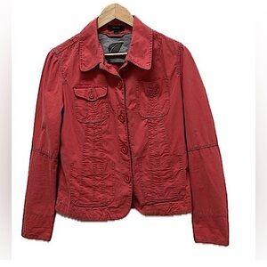 Cotton Ginny button up Jacket, Cotton/spandex, red, size M